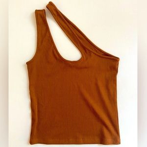 Mango one shoulder asymmetrical crop top with cutout detail